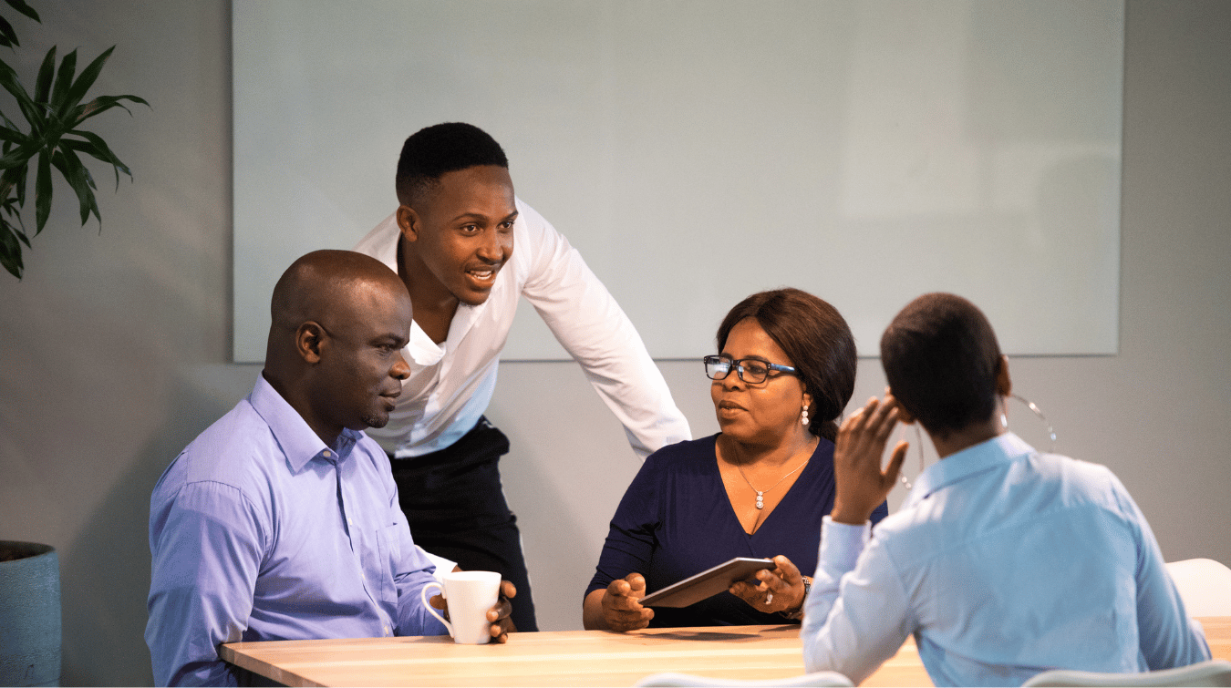 Business team collaborating in Ghana
